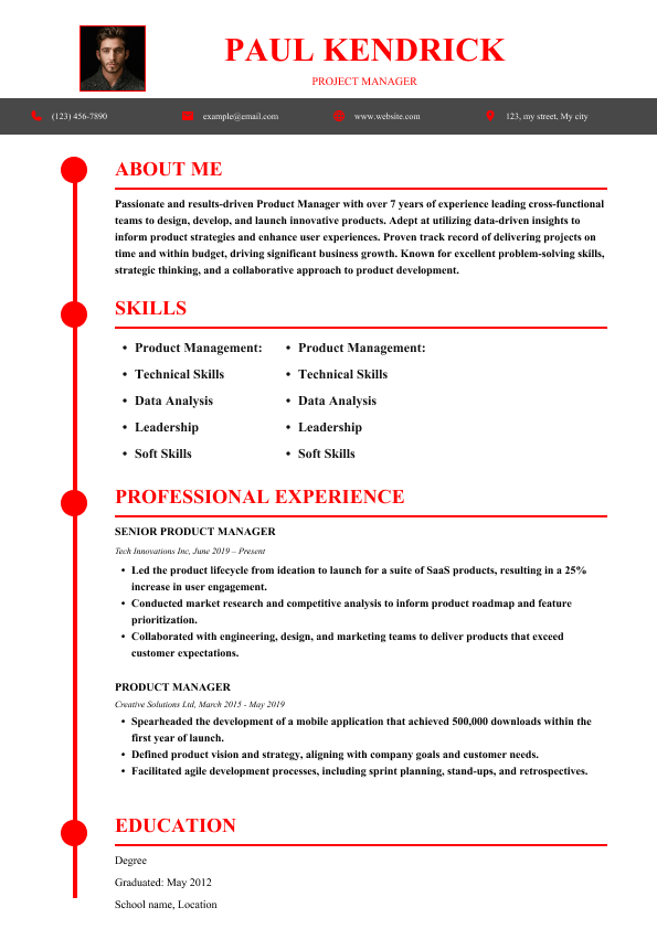 Red Timeline Resume